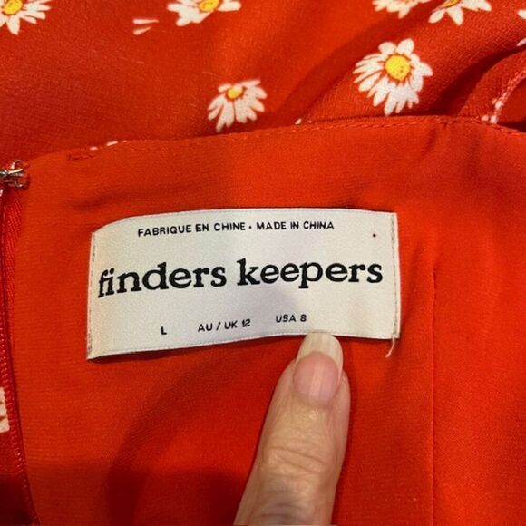 Finders Keepers Mae Asymmetric Hem Floral Dress Rusty Red Slit Strappy Size 8 - Picture 6 of 13